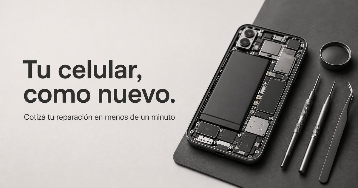 Celular abierto durante una reparación técnica